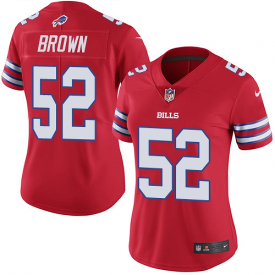 Women's Nike Buffalo Bills #52 Preston Brown Limited Red Rush Vapor Untouchable NFL Jersey - Ujersey