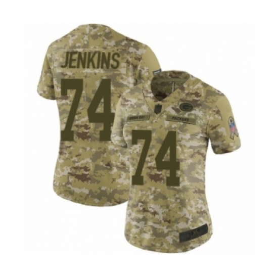 Women's Green Bay Packers #74 Elgton Jenkins Limited Camo 2018 Salute to Service Football Jersey - Ujersey