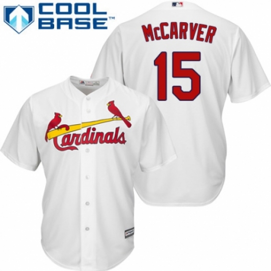 Men's Majestic St. Louis Cardinals #15 Tim McCarver Replica White Home Cool Base MLB Jersey - Ujersey