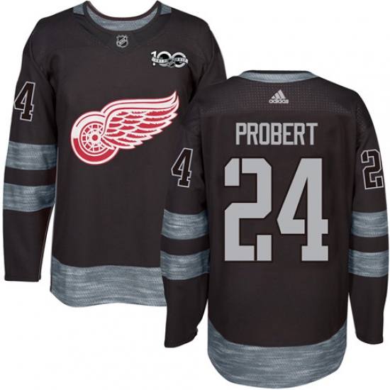 Men's Adidas Detroit Red Wings #24 Bob Probert Authentic Black 1917-2017 100th Anniversary NHL Jersey - Ujersey