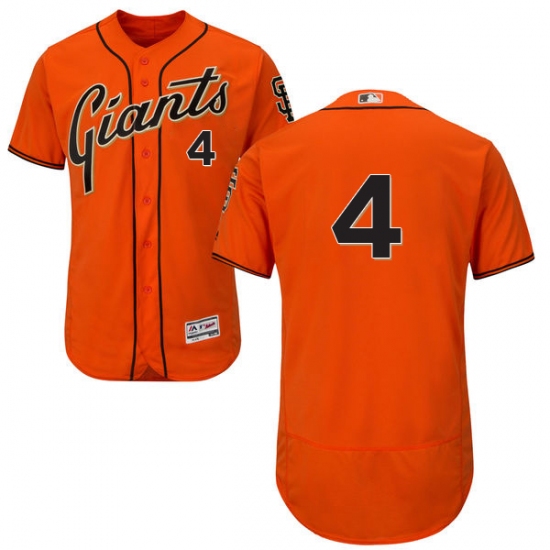 Men's Majestic San Francisco Giants #4 Mel Ott Orange Alternate Flex Base Authentic Collection MLB Jersey - Ujersey
