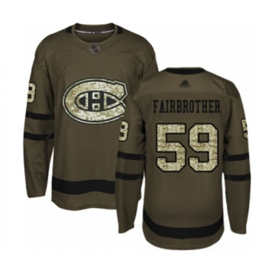 Youth Montreal Canadiens #59 Gianni Fairbrother Authentic Green Salute to Service Hockey Jersey - Ujersey