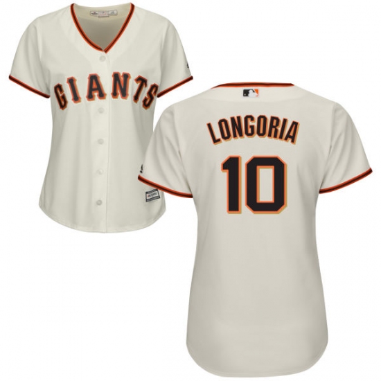 Women's Majestic San Francisco Giants #10 Evan Longoria Replica Cream Home Cool Base MLB Jersey - Ujersey
