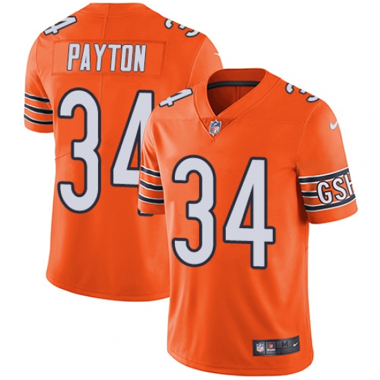 Youth Nike Chicago Bears #34 Walter Payton Limited Orange Rush Vapor Untouchable NFL Jersey - Ujersey