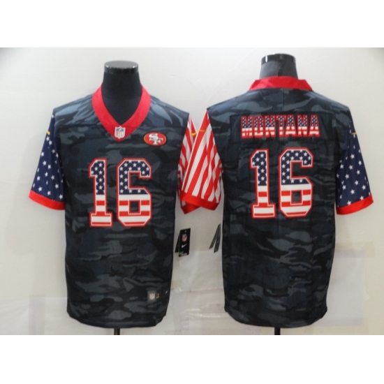 Men's San Francisco 49ers #16 Joe Montana Camo Flag Nike Limited Jersey - Ujersey