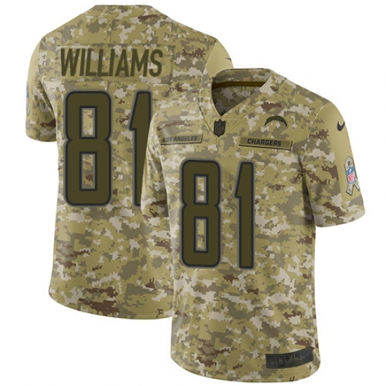 Youth Nike Los Angeles Chargers #81 Mike Williams Limited Camo 2018 Salute to Service NFL Jersey - Ujersey