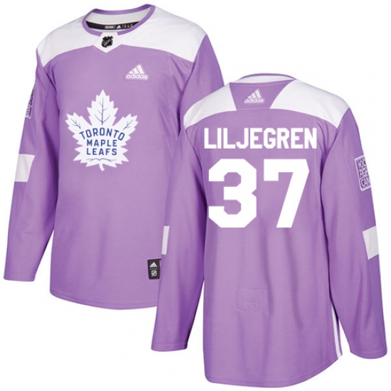 Men's Adidas Toronto Maple Leafs #37 Timothy Liljegren Authentic Purple Fights Cancer Practice NHL Jersey - Ujersey