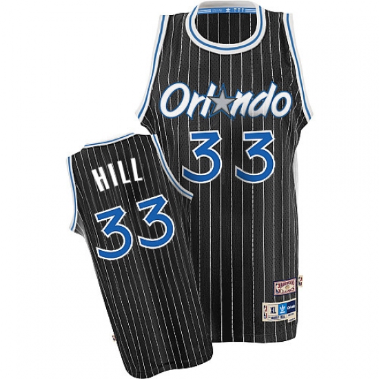 Men's Adidas Orlando Magic #33 Grant Hill Authentic Black Throwback NBA Jersey - Ujersey