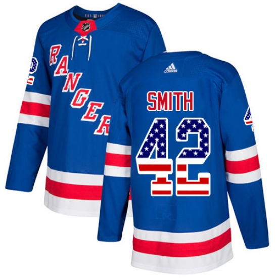 Men's Adidas New York Rangers #42 Brendan Smith Authentic Royal Blue USA Flag Fashion NHL Jersey - Ujersey