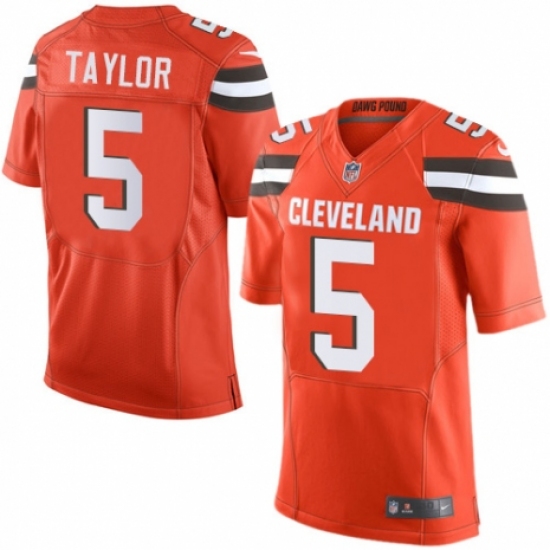 Men's Nike Cleveland Browns #5 Tyrod Taylor Elite Orange Alternate NFL Jersey - Ujersey