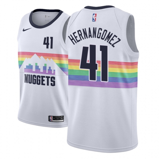 Men NBA 2018-19 Denver Nuggets #41 Juan Hernangomez City Edition White Jersey - Ujersey