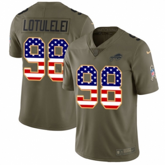 Men's Nike Buffalo Bills #98 Star Lotulelei Limited Olive/USA Flag 2017 Salute to Service NFL Jersey