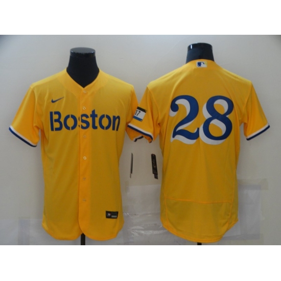 Men's Boston Red Sox #28 J.D. Martinez Nike Gold-Light Blue 2021 City Connect Jersey - Ujersey