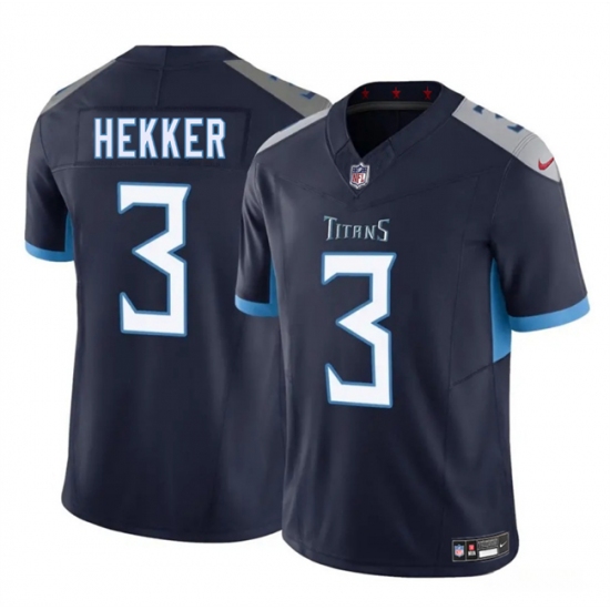 Men's Tennessee Titans #3 Johnny Hekker Navy 2025 F.U.S.E. Vapor Limited Football Stitched Jersey - Ujersey