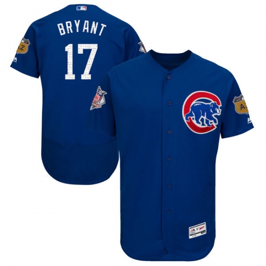 Men's Majestic Chicago Cubs #17 Kris Bryant Royal Blue 2017 Spring Training Authentic Collection Flex Base MLB Jersey
