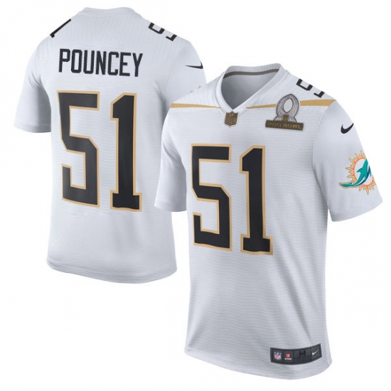 Men's Nike Miami Dolphins #51 Mike Pouncey Elite White Team Rice 2016 Pro Bowl NFL Jersey - Ujersey