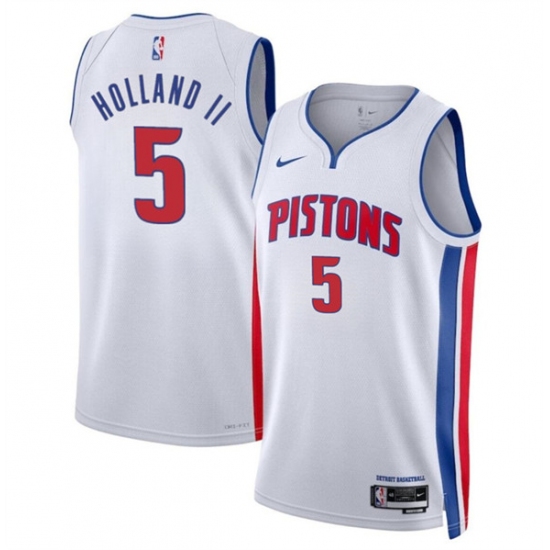Men's Detroit Pistons #5 Ron Holland II White 2024 Draft Association Edition Stitched Jersey - Ujersey