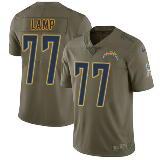 Men's Nike Los Angeles Chargers #77 Forrest Lamp Limited Olive 2017 Salute to Service NFL Jersey - Ujersey