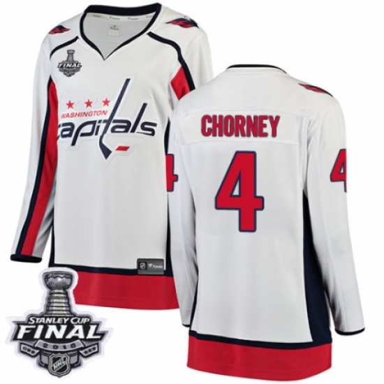 Women's Washington Capitals #4 Taylor Chorney Fanatics Branded White Away Breakaway 2018 Stanley Cup Final NHL Jersey - Ujersey