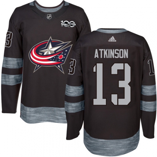 Men's Adidas Columbus Blue Jackets #13 Cam Atkinson Authentic Black 1917-2017 100th Anniversary NHL Jersey - Ujersey