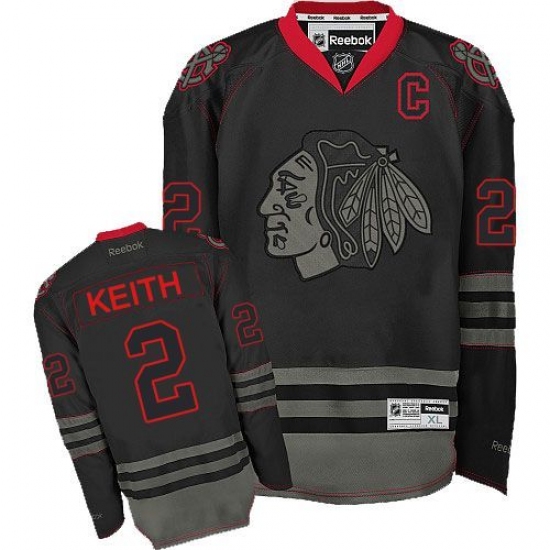 Men's Reebok Chicago Blackhawks #2 Duncan Keith Authentic Black Ice NHL Jersey - Ujersey