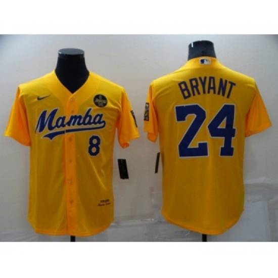 Men's Los Angeles Dodgers #24 Kobe Bryant Yellow Cool Base Stitched Jersey - Ujersey