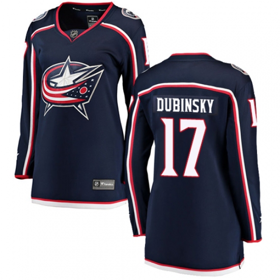 Women's Columbus Blue Jackets #17 Brandon Dubinsky Fanatics Branded Navy Blue Home Breakaway NHL Jersey - Ujersey