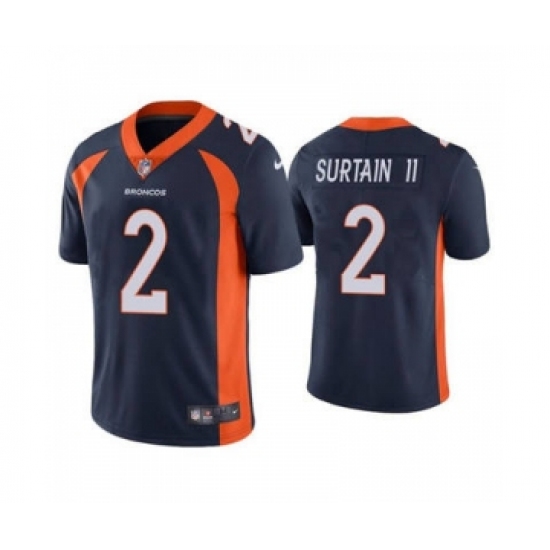 Men's Denver Broncos #2 Patrick Surtain II 2021 Football Draft Navy Vapor Untouchable Limited Jersey - Ujersey