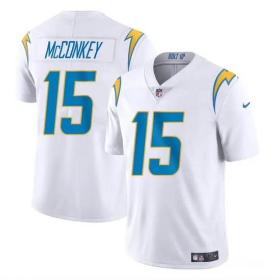 Youth Los Angeles Chargers #15 Ladd McConkey White 2024 Draft Vapor Limited Football Stitched Jersey - Ujersey