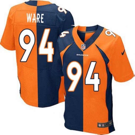 Men's Nike Denver Broncos #94 DeMarcus Ware Elite Orange/Navy Split Fashion NFL Jersey - Ujersey