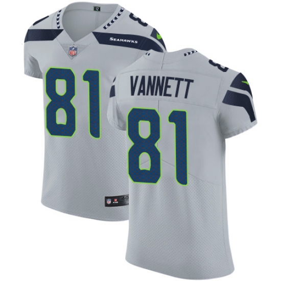 Men's Nike Seattle Seahawks #81 Nick Vannett Grey Alternate Vapor Untouchable Elite Player NFL Jersey - Ujersey