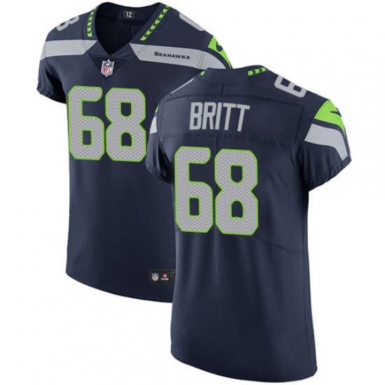 Men's Nike Seattle Seahawks #68 Justin Britt Steel Blue Team Color Vapor Untouchable Elite Player NFL Jersey - Ujersey