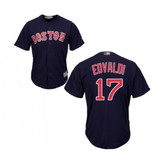 Youth Boston Red Sox #17 Nathan Eovaldi Replica Navy Blue Alternate Road Cool Base Baseball Jersey - Ujersey