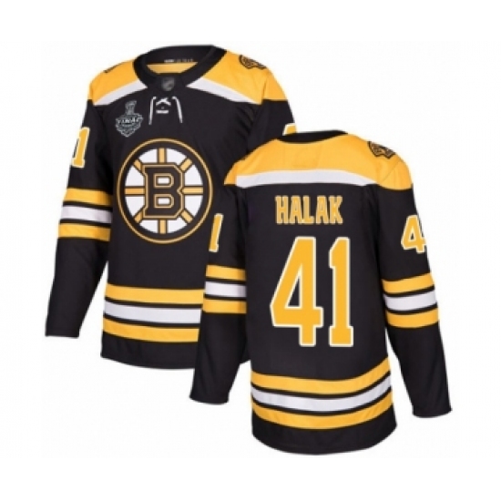 Youth Boston Bruins #41 Jaroslav Halak Authentic Black Home 2019 Stanley Cup Final Bound Hockey Jersey - Ujersey