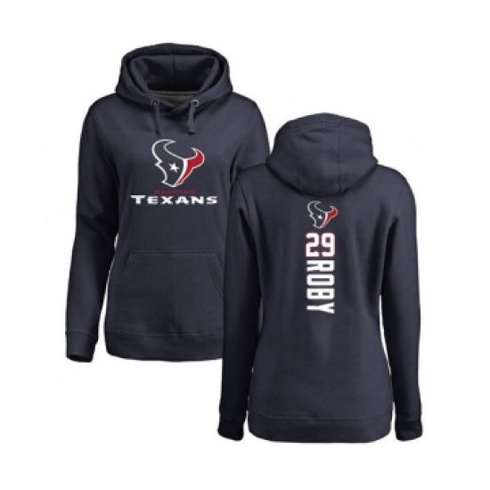 Football Women's Houston Texans #29 Bradley Roby Navy Blue Backer Pullover Hoodie - Ujersey