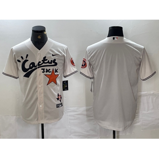 Men's Houston Astros Blank Cream Cactus Jack Cool Base Jersey - Ujersey