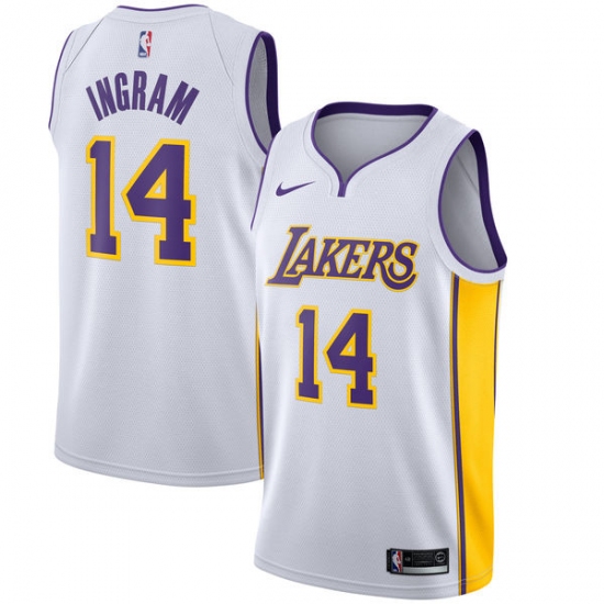 Men's Nike Los Angeles Lakers #14 Brandon Ingram Authentic White NBA Jersey - Association Edition - ujerseystore