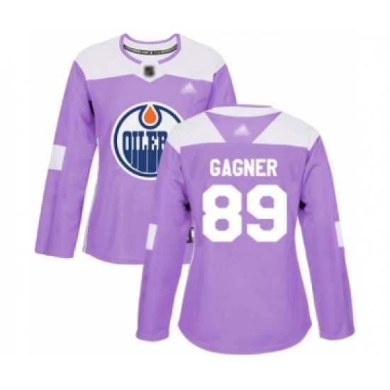 Women's Edmonton Oilers #89 Sam Gagner Authentic Purple Fights Cancer Practice Hockey Jersey - Ujersey