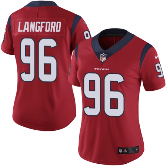 Women's Nike Houston Texans #96 Kendall Langford Red Alternate Vapor Untouchable Elite Player NFL Jersey - Ujersey
