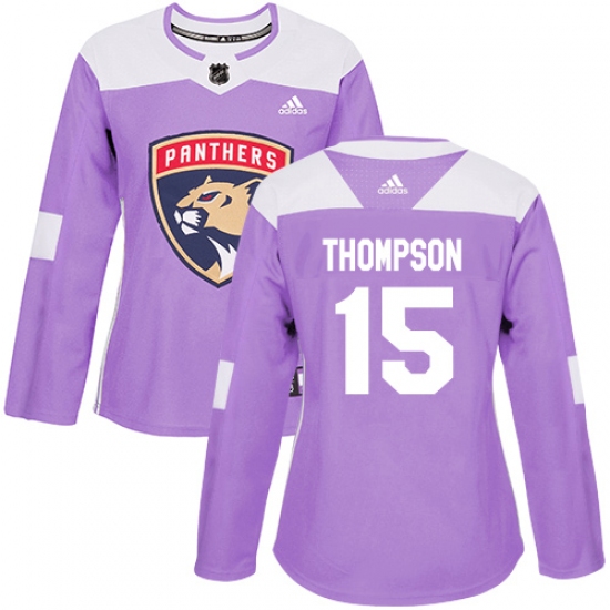 Women's Adidas Florida Panthers #15 Paul Thompson Authentic Purple Fights Cancer Practice NHL Jersey - Ujersey
