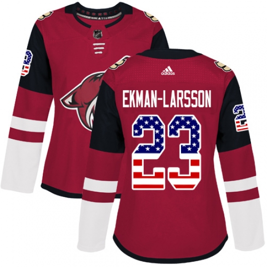 Women's Adidas Arizona Coyotes #23 Oliver Ekman-Larsson Authentic Red USA Flag Fashion NHL Jersey - Ujersey