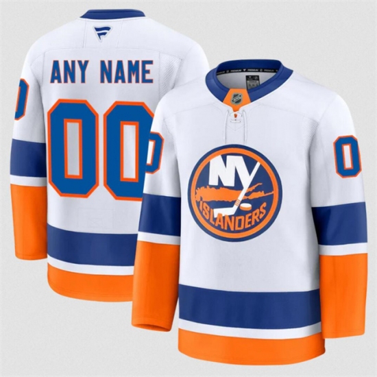 Men's New York Islanders ACTIVE PLAYER Custom White 2024-25 Away Stitched Hockey Jersey - Ujersey