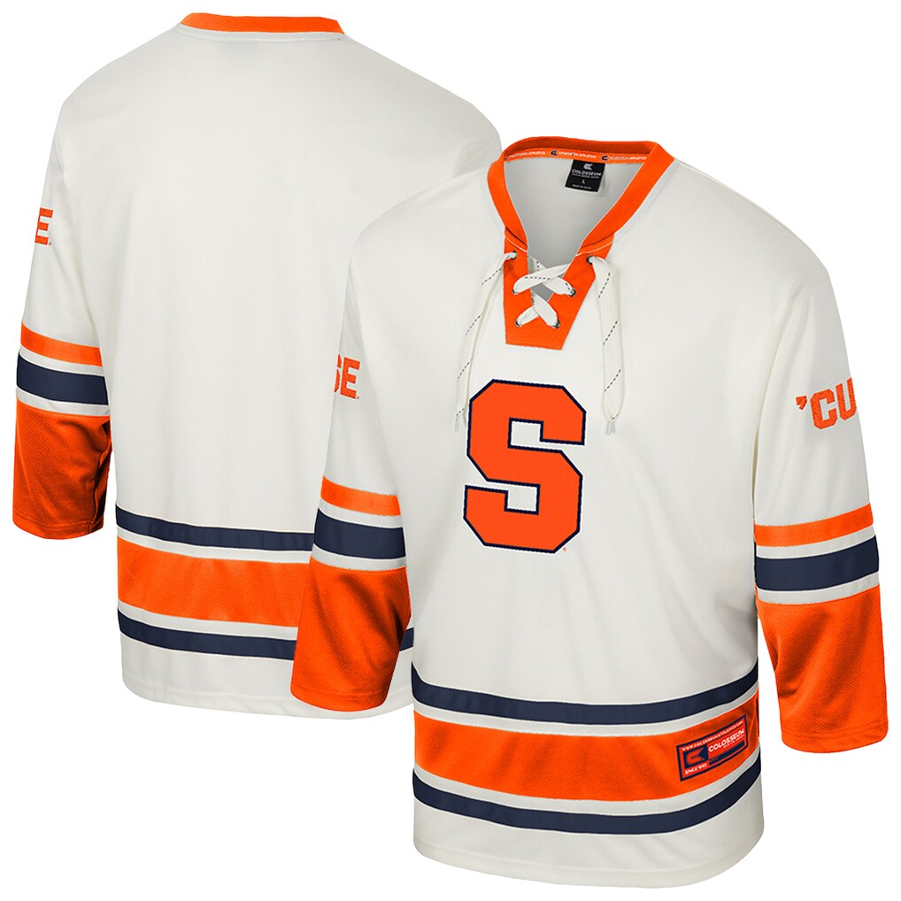 Men's Colosseum Cream Syracuse Orange Puck Proud Fashion Hockey Jersey - ujerseystore