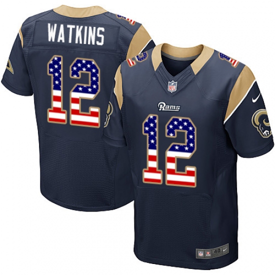 Men's Nike Los Angeles Rams #12 Sammy Watkins Elite Navy Blue Home USA Flag Fashion NFL Jersey - ujerseystore