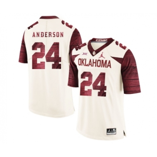 Oklahoma Sooners 24 Rodney Anderson White 47 Game Winning Streak College Football Jersey - Ujersey