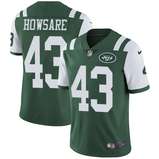 Men's Nike New York Jets #43 Julian Howsare Green Team Color Vapor Untouchable Limited Player NFL Jersey - Ujersey
