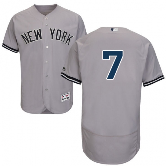 Men's Majestic New York Yankees #7 Mickey Mantle Grey Road Flex Base Authentic Collection MLB Jersey - Ujersey