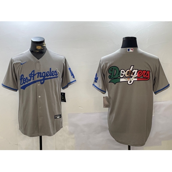 Men's Los Angeles Dodgers Blank Grey With los Cool Base Stitched Jerseys - Ujersey