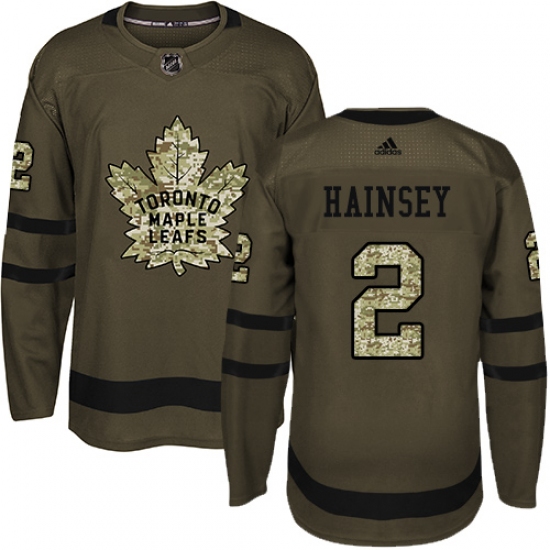 Men's Adidas Toronto Maple Leafs #2 Ron Hainsey Authentic Green Salute to Service NHL Jersey