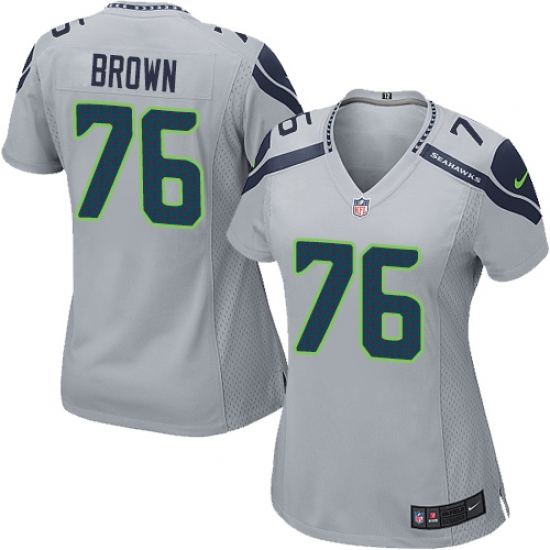 Women's Nike Seattle Seahawks #76 Duane Brown Game Grey Alternate NFL Jersey - Ujersey